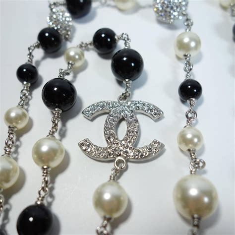 chanel black and white pearl necklace price|chanel pearl necklace sale.